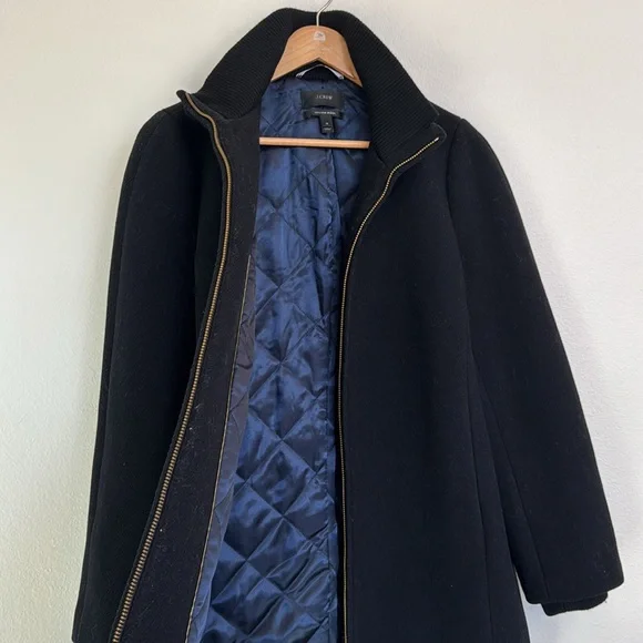 JCrew Lodge Coat in Italian Stadium-Cloth Wool Black sz 12 - Picture 7 of 8